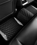 Premium Bling Diamond Leather Car Mats With Sparkly Rhinestone Edges Anti Slip Waterproof Universal Fit For Daily Drive Dope Ride Flex In Black Silver, detailed view of back seat mats.