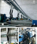 Tough Build Dust Collection Arm With Bendy 360 Degree Swivel Hose For Crowded Shop Welding Smoke Removal And No Sweat Air Filtration Up To Twenty Feet Long in an industrial setting.