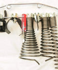 Real Deal Sectional Sewer Snake Machine 1.5 HP Drain Cleaner With 120 Foot Cable And Six Piece Cutter Set, cutting tools and accessories.