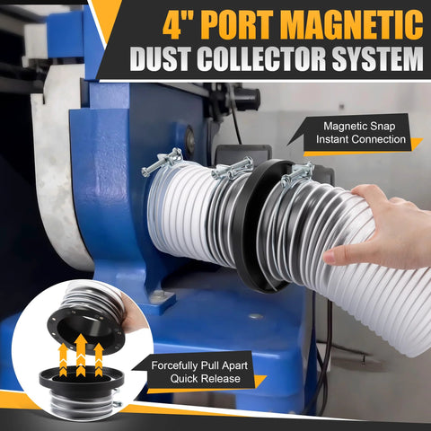 Saillong 4-inch magnetic dust collector hose kit with white corrugated hose and metal clamps