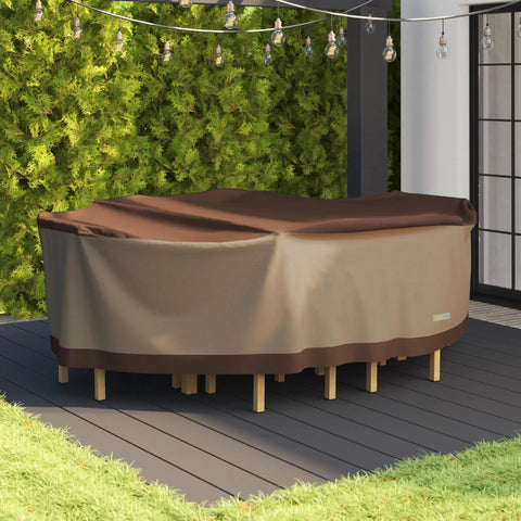 Tough As Nails All Weather Waterproof Patio Table And Chair Cover For Rectangular Or Oval Tables Up To 107 Inches Fits Six Chairs