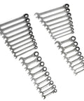 34 Piece Standard And Stubby Ratcheting Wrench Set With SAE And Metric Sizes, 72 Tooth Box End Delivers Quick Moves For Fasteners