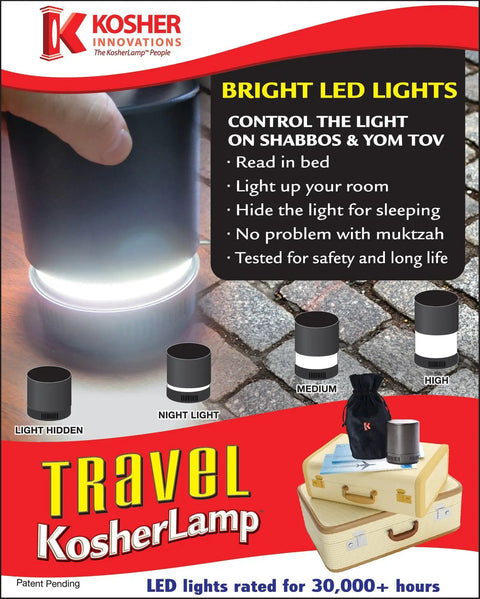 Travel Lamp White, Ultra Compact And Sturdy LED Light With 30,000 Hour Lifespan, Includes Travel Bag, Easy Twist On, No Recharging, Plug In And Go, Lightweight 1.5 Lbs For Home Hotels Or World Travel, shown in various settings and configurations.