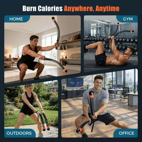 Cordless Battle Rope With Adjustable Resistance Springs For Weighted Training At Home Portable Ropeless Rope in use in various settings