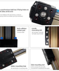 JD45C Linear Guide Rail With Synchronous Belt Module detail view showing mounting slots and rubber pads for CNC and automation systems.