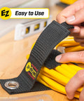 Heavy Duty Storage Straps Six Pack For Garage Cord Management And Cable Organization holding yellow extension cords
