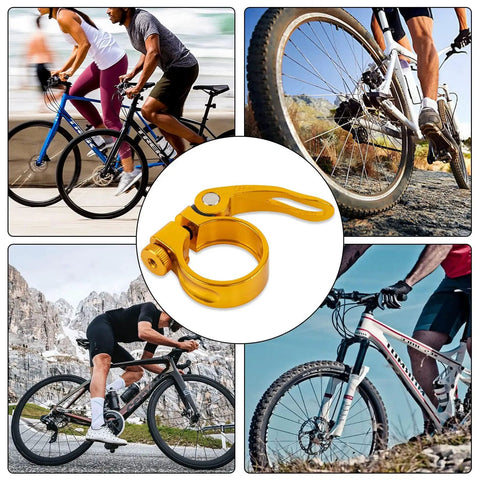 Yellow Bike Seat Post Clamp Quick Release Collar Fits 28.6mm 31.8mm 34.9mm For MTB Mountain Road And Casual Bikes 31.8mm