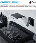 Slick Matte Black Wall Mount Waterfall Bathroom Faucet In Wall Sink Faucet Single Handle Wall Mounted Modern Faucet