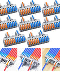 2 In 12 Out Lever Terminal Block Kit For 28-12 AWG Wire, Dual Input To Twelve Output, High-Density DIN Rail And Screw Fix, 8-Set Pack, Tool-Free Lever Connection For Super Handy Wiring And Easy Distribution. 8-pack PA66 terminal blocks