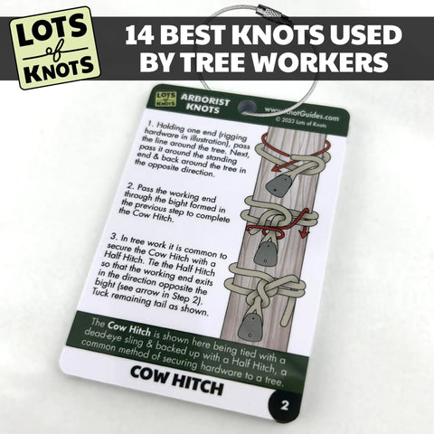 Arborist Knots Knot Cards For Tree Climbing And Trimming Waterproof 14 Page Pocket Guide with cow hitch instructions card