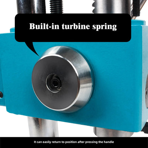 Close-up of Arbor Press 2KN Spring Loaded Manual Shaft Press component with built-in turbine spring visible