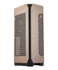 NCORE 100 MAX Mini ITX PC Case With Included 120mm AIO And V850W SFX Gold PSU front view showing compact black and silver design