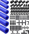 All In One Dope Automotive Silicone Vacuum Tubing Kit With Six Sizes From One Eighth To Three Eighth Inch Five Feet Long 184 Pieces Including 115 Nylon Vacuum Connectors And 63 Rubber Caps Blue showing blue tubes and black connectors