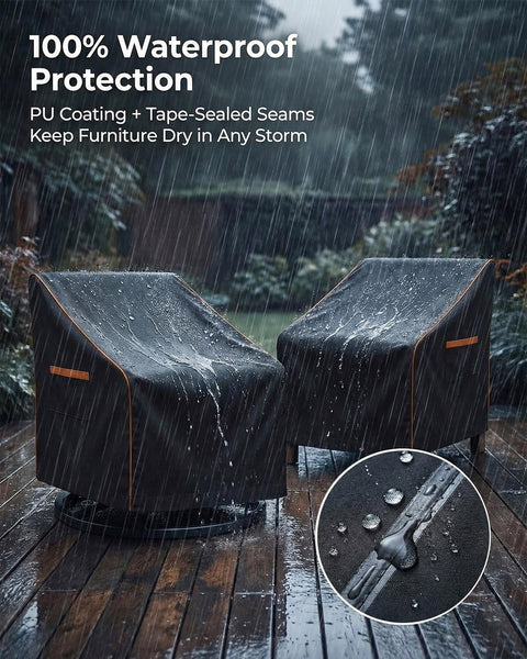Heavy Duty 600D Outdoor Chair Covers Waterproof For Swivel, Lounge, Rocking And Adirondack Chairs in rain with seam detail