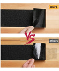 Comparison of Heavy Duty Anti Slip Grip Tape With 80 Grit For Indoor Outdoor Stairs and a competitor's product showing adhesive quality.
