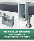 Heavy Duty Zinc Plated Steel Beam Clamp 1 Inch Jaw Opening Fits 1/2 Inch Threaded Rod 8 Pack Rust Resistant attached to I beam.