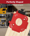 Heavy Duty Aluminum Router Corner Radius Templates Set Slick CNC Woodworking Guides R10 angle on wood background for precise cuts.