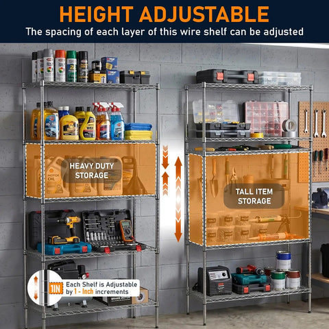 Solid As A Rock Five Tier Wire Shelving In Chrome Finish Hella Roomy Storage Rack With 1250 Pound Load Zero Hassle Pantry Organizer For Kitchen Garage Or Basement