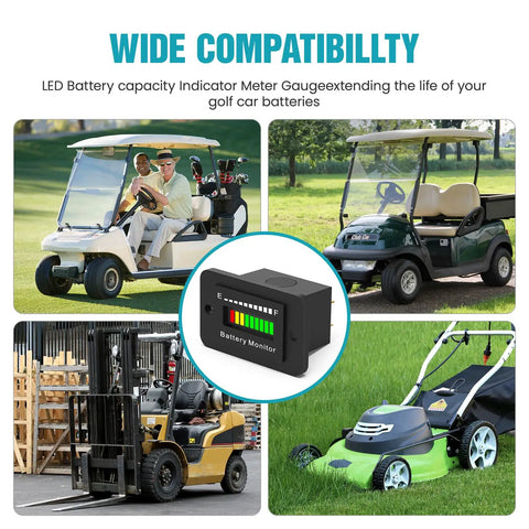 12V 24V 36V 48V 60V 72V Battery Monitor Meter Waterproof LED Battery Capacity Voltage Indicator for golf cart and vehicles