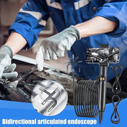 Badass Waterproof Industrial Borescope Camera Rocking A Flexible Articulating Tip for inspecting engines under a smartphone.