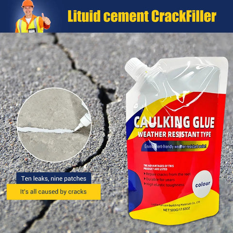 Self Leveling Concrete Crack Filler 3 Pack For Hairline To Quarter Inch Cracks, Waterproof Cement Sealant package on concrete