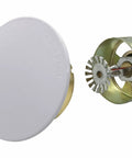 Reliable Concealed Pendent Fire Sprinkler Head Half Inch Npt Rated One Fifty Five F with white cover plate and bronze frame.