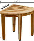 SnazzyCorner Waterproof Teak Shower Bench For Inside Shower Space Saving Corner Seat Stool with curved top