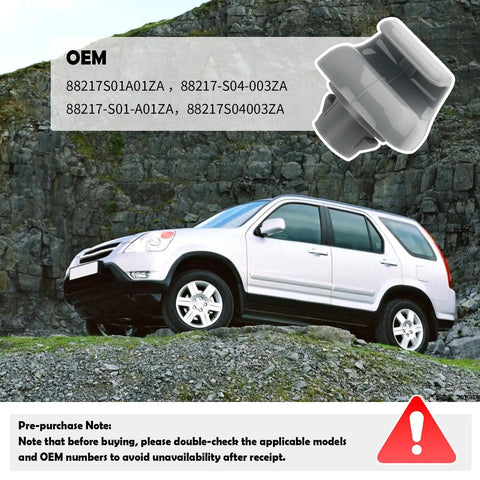 Image showing white Honda SUV and close-up of sun visor clip from the 2 Pack Sun Visor Clip Replacement For Honda Cars OEM Style Clip Hook.