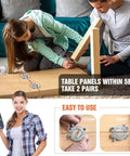 Heavy Duty Zinc Alloy Table Leaf Locks Rotating Latch Hardware Lock used by two kids securing table panels with a drill.