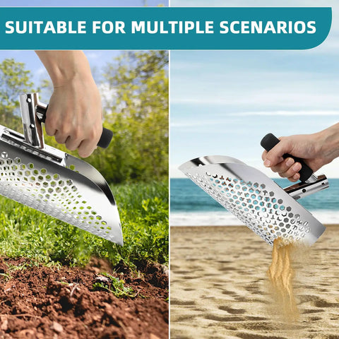 Sand Scoop For Metal Detecting And Treasure Hunting Stainless Steel Shovel With Adjustable Length, handheld beach and land use