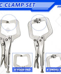 Garage Grade Heavy Duty Locking C Clamp Set With Fixed And Swivel Pads, 10 Piece Welding Clamps showing 6-inch pads
