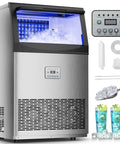 High Capacity Ice Maker Machine For Restaurant And Home That Delivers 110 Lbs Per Day, stainless steel with controls and accessories