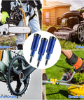 Three Pack Chainsaw Grease Gun Set, Preloaded Mini Grease Guns For Bars And Sprockets, Transparent Chamber Lets You See Grease Level, Easy Lubing, Reduces Wear, Improves Performance, Ready To Use. Blue 3-pack for chainsaw, trimmer, bicycle chain, and brush cutter