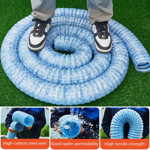 Person standing on Soft Infiltration French Drain Pipe 6 Inch Corrugated Drain Tube With Perforated Outer Layer And Inner Reinforcement