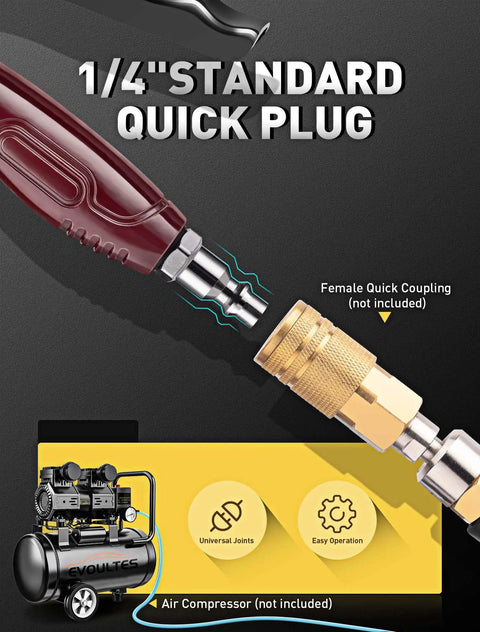 Heavy Duty High Flow Air Blow Gun With Adjustable 8 To 14 Inch Telescoping Extension Pro Grade Red Nozzle Blower with quick plug