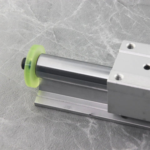 Close-up of Plug And Play SBR12 1000mm Linear Guide Set rail and sliding block for CNC