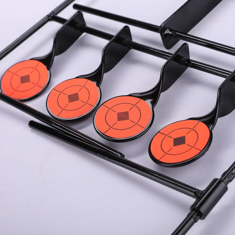 Close-up of Heavy Duty Steel Resetting Target For Air Pistols And BB Guns, with 1.7 Inch Plinking Targets and auto-reset feature.