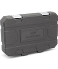 Closed case of Three Eighths Inch Drive 15 Piece Six Point Universal Impact Socket Set Metric Heavy Duty Cr Mo Alloy