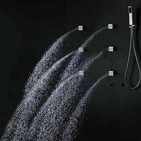 Heavy Duty Led Shower Combo With Thermostatic Faucet And Air Injection Valve Featuring Anti Clog Abs Spray Heads For Strong Flow And Hassle Free Daily Cleaning with multiple ABS spray heads.