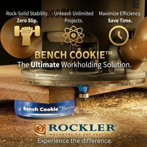 Bench Cookie Plus Work Grippers 4 Pack Clamp Free Work Support lifting and supporting a wooden board with full face access.