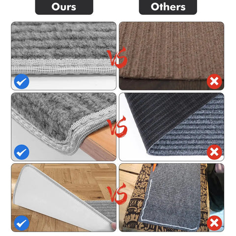 Comparison of grey stair tread carpet runner set with adhesive backing and nonskid grip 9.5 by 30 by 1.2 inches against other products