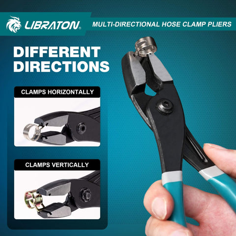 Pro Grade Multi Direction Hose Clamp Pliers With Two Direction Cross Groove Jaws For Automotive Repair in hand.