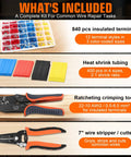 Killer 1242 Piece Wire Terminal Crimping Tool Kit That Comes Loaded with Ratcheting Crimper and Wire Stripper Cutter Offering 840 Insulated Connectors and 400 Heat Shrink Tubing Pieces for Serious Wiring Work with crimping tools and connectors.