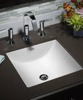 Undercounter Square Lavatory Sink 13 by 13 Inches White, Vitreous China, Customizable Overflow, Includes Mounting Kit for Quick Install