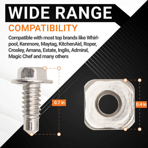 Heavy Duty Dryer Terminal Block Screw Kit Replaces 279393D 279393VP AP3020386 For Whirlpool Kenmore Dryers Pack Of 3 Durable Replacement Part Easy Install silver screw and terminal block with 0.7 in and 0.4 in measurements