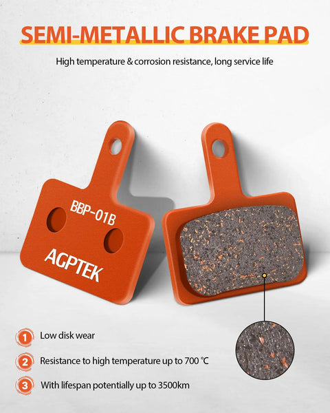 High Performance Semi Metallic Disc Brake Pads and Spring for Mountain Bike Brakes Four Pairs Dope Heat Dissipation Copper Fiber and Kevlar