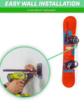 Wall Mounted Ski And Snowboard Storage Rack For Home, Garage, Or Cabin Holds 2 Pairs Of Skis Or 1 Snowboard, 50 Lb Capacity