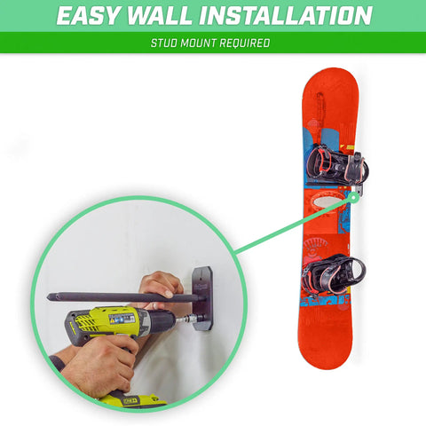 Wall Mounted Ski And Snowboard Storage Rack For Home, Garage, Or Cabin Holds 2 Pairs Of Skis Or 1 Snowboard, 50 Lb Capacity