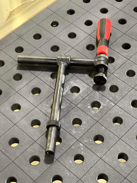 Front view of 4-Pack 180 Degree Welding Fixture Screw Clamps For Five Eighth Inch Tables on modular fixture table