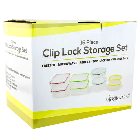 16 Piece Clip Lock Food Storage Set With Airtight Lids For Meal Prep And Kitchen Organization Microwave And Dishwasher Safe BPA Free Containers box